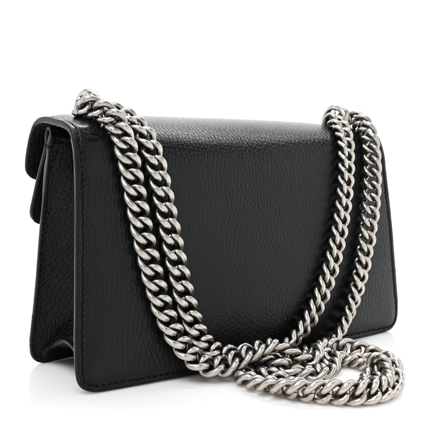 Dollar Calfskin Enamel Small Dionysus Shoulder Bag Black Electric Blue