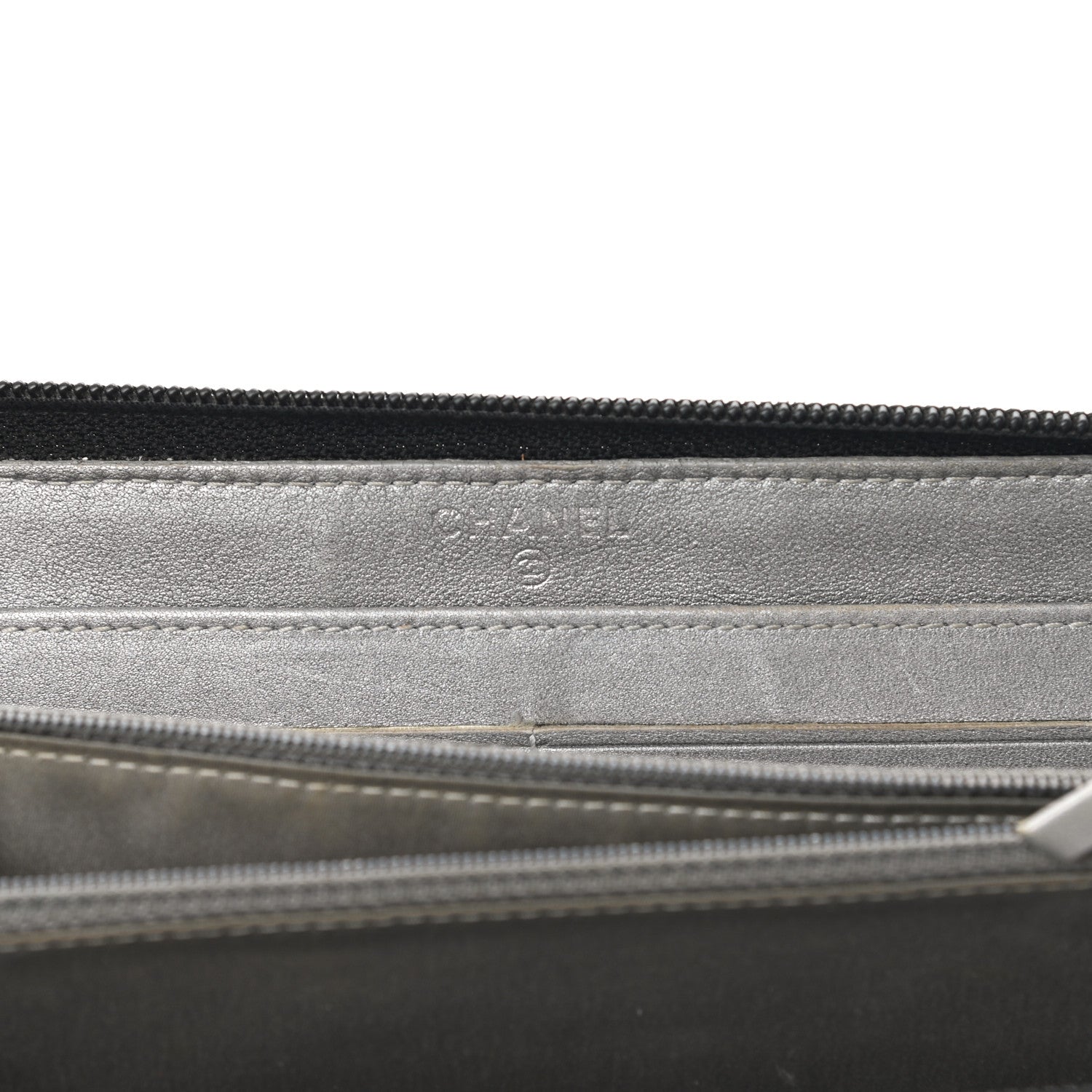 Chanel Lambskin Camellia Embossed Large Zip Around Gusset Wallet Black 7 of 18