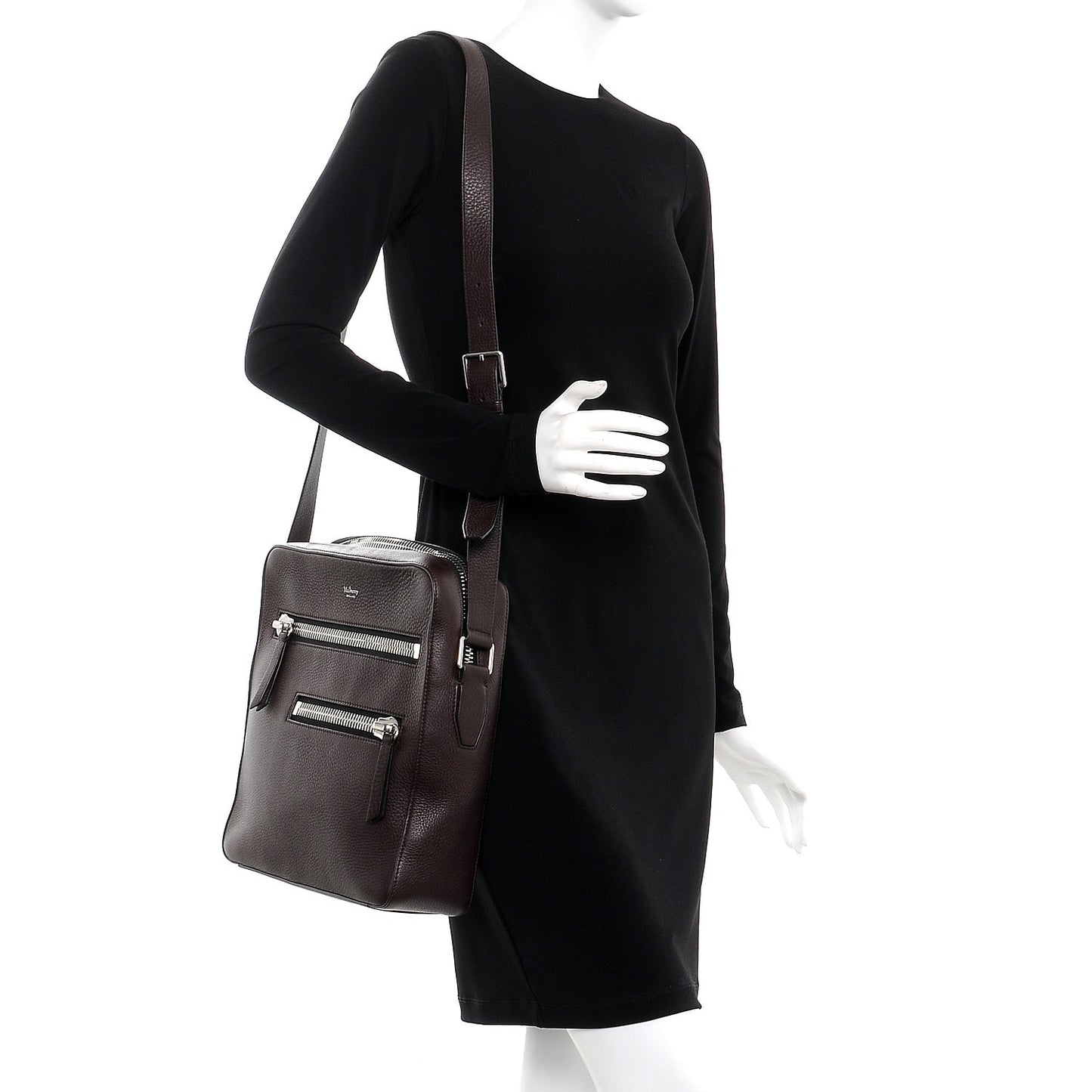 Grained Calfskin Small Kenrick Reporter Chocolate