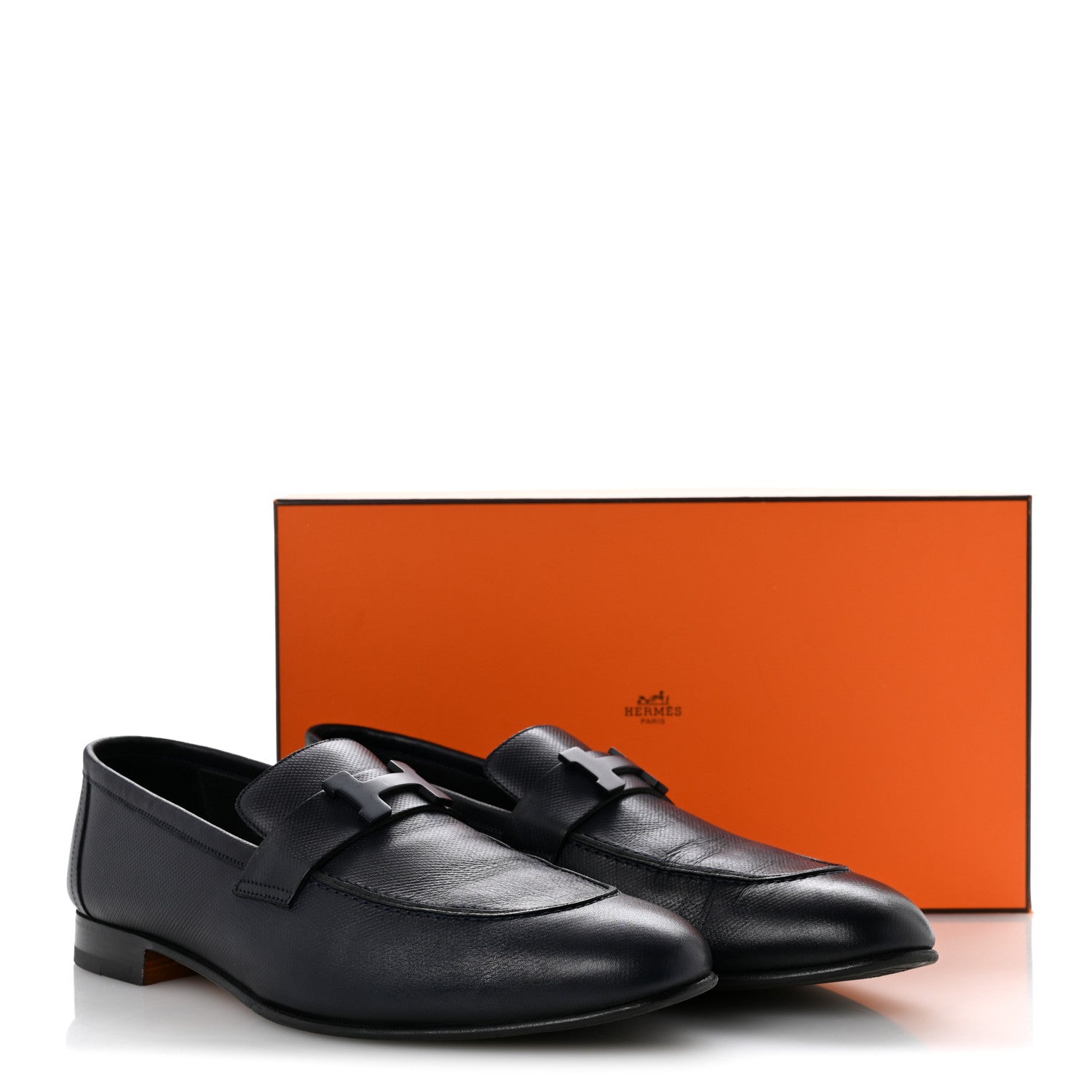 Hermes Grain d'H Mens Paris Loafers 43 Marine 12 of 12