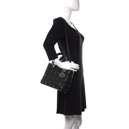 Christian Dior Lambskin Cannage Medium Lady Dior Black 2 of 10