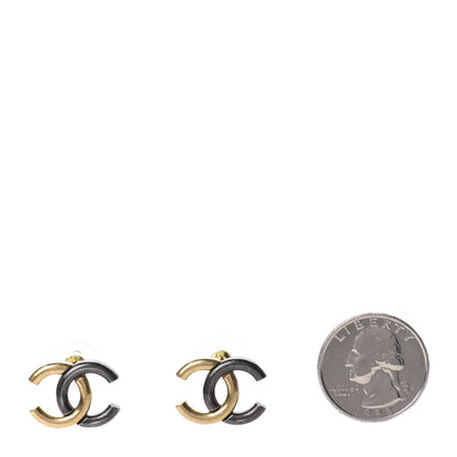 Chanel Metal CC Earrings Gold Ruthenium 2 of 5