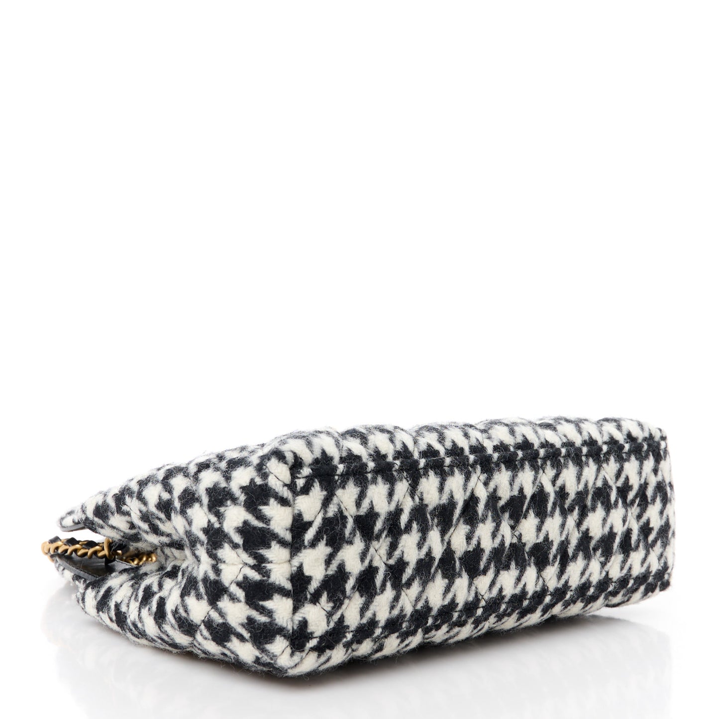 Tweed Houndstooth Quilted Nano Kelly Shopper Black White