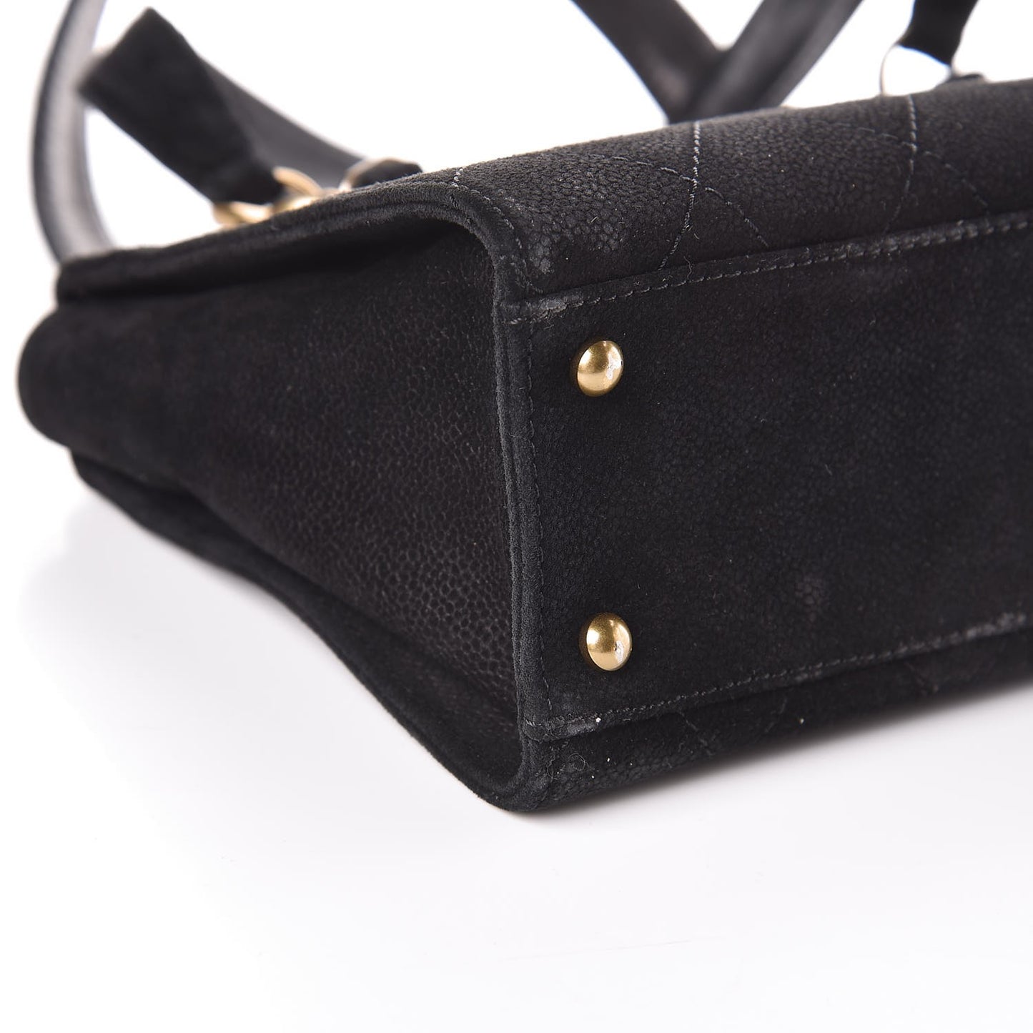 Iridescent Caviar Quilted Tote Black