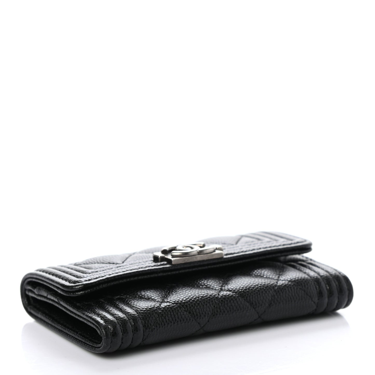 Caviar Quilted Small Boy Flap Wallet Black