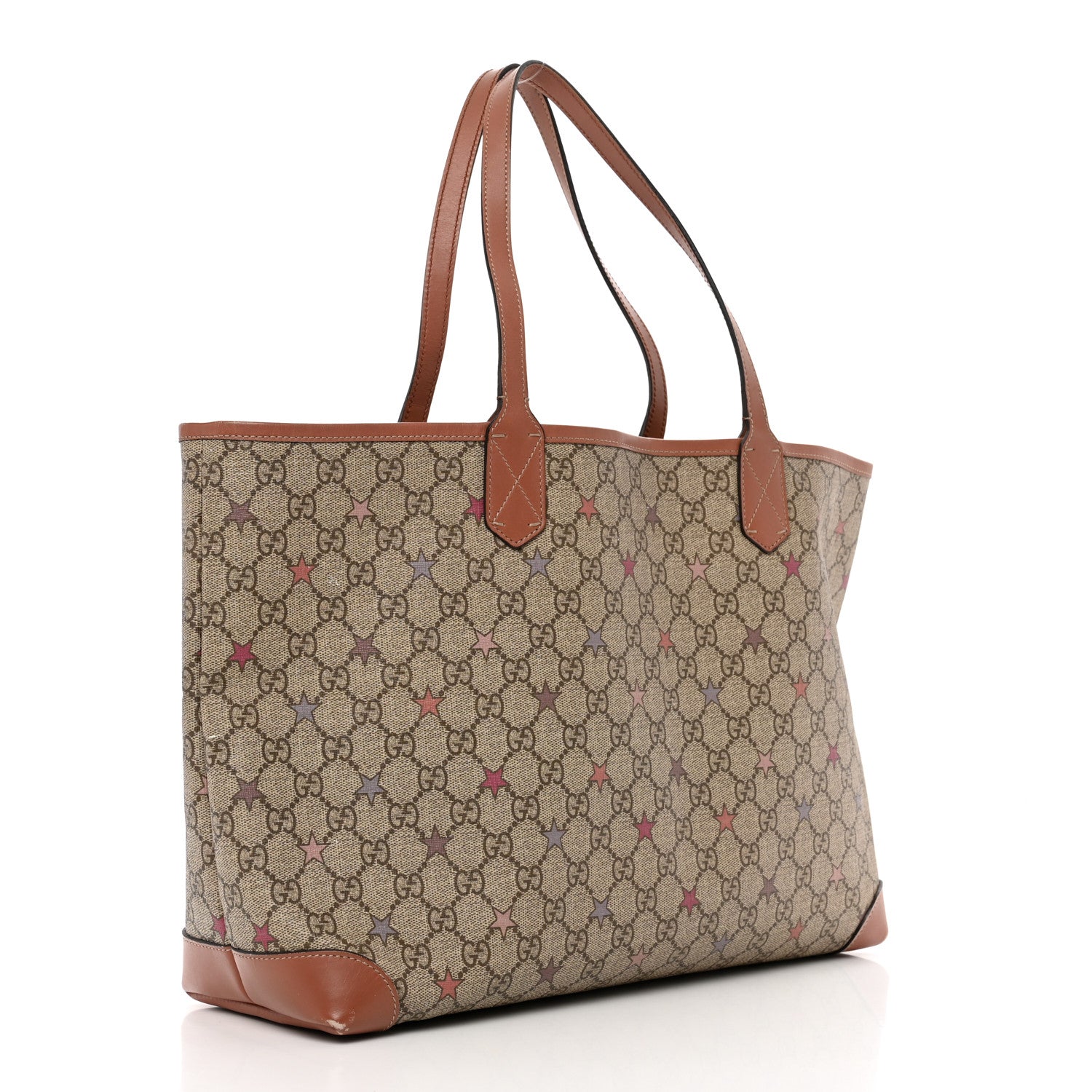 Gucci GG Supreme Stars Tote Brown Pink 3 of 12