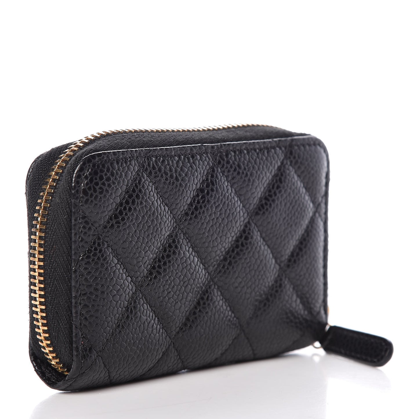 Caviar Quilted Zip Coin Purse Black
