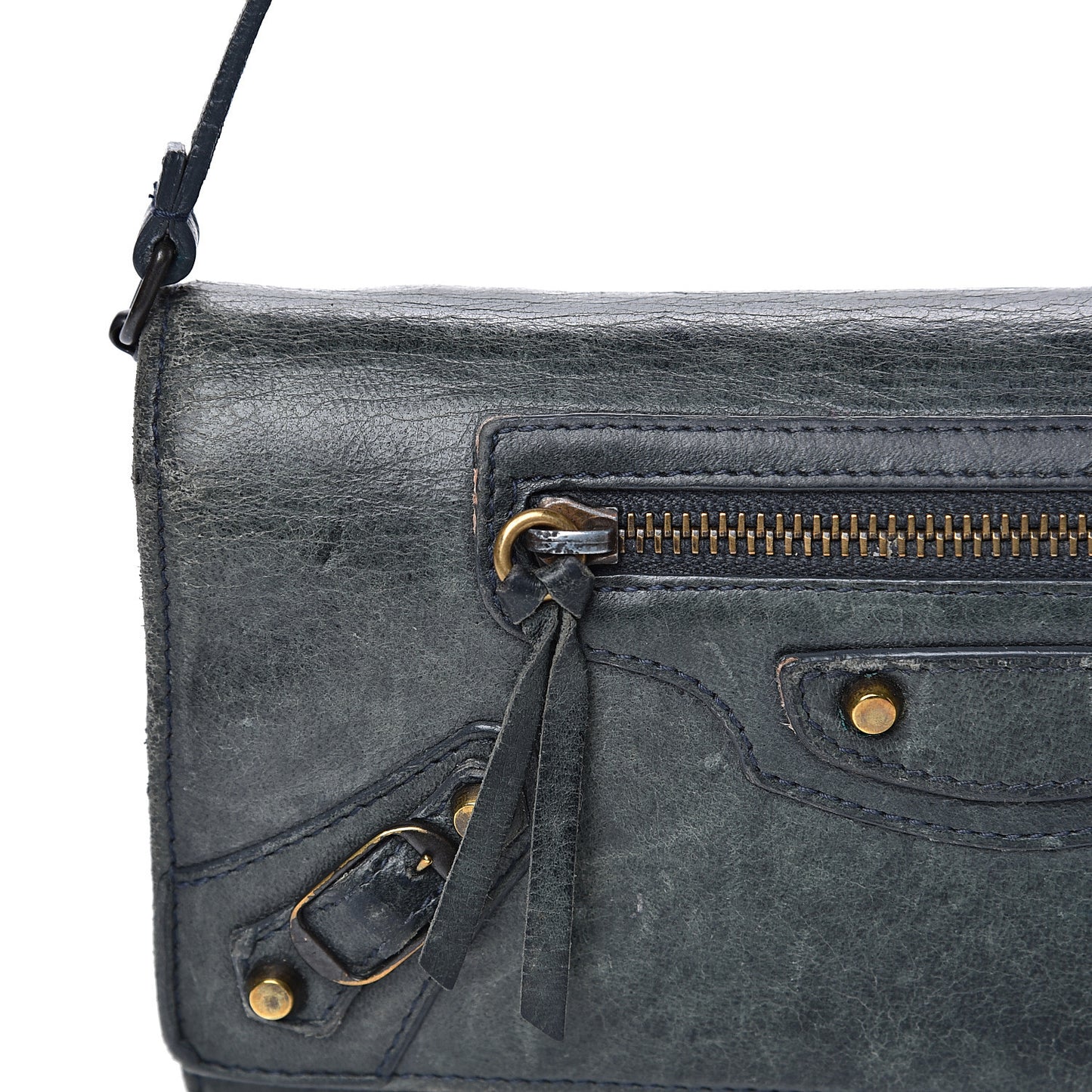 Agneau Classic Hardware Continental Wallet on Strap Anthracite