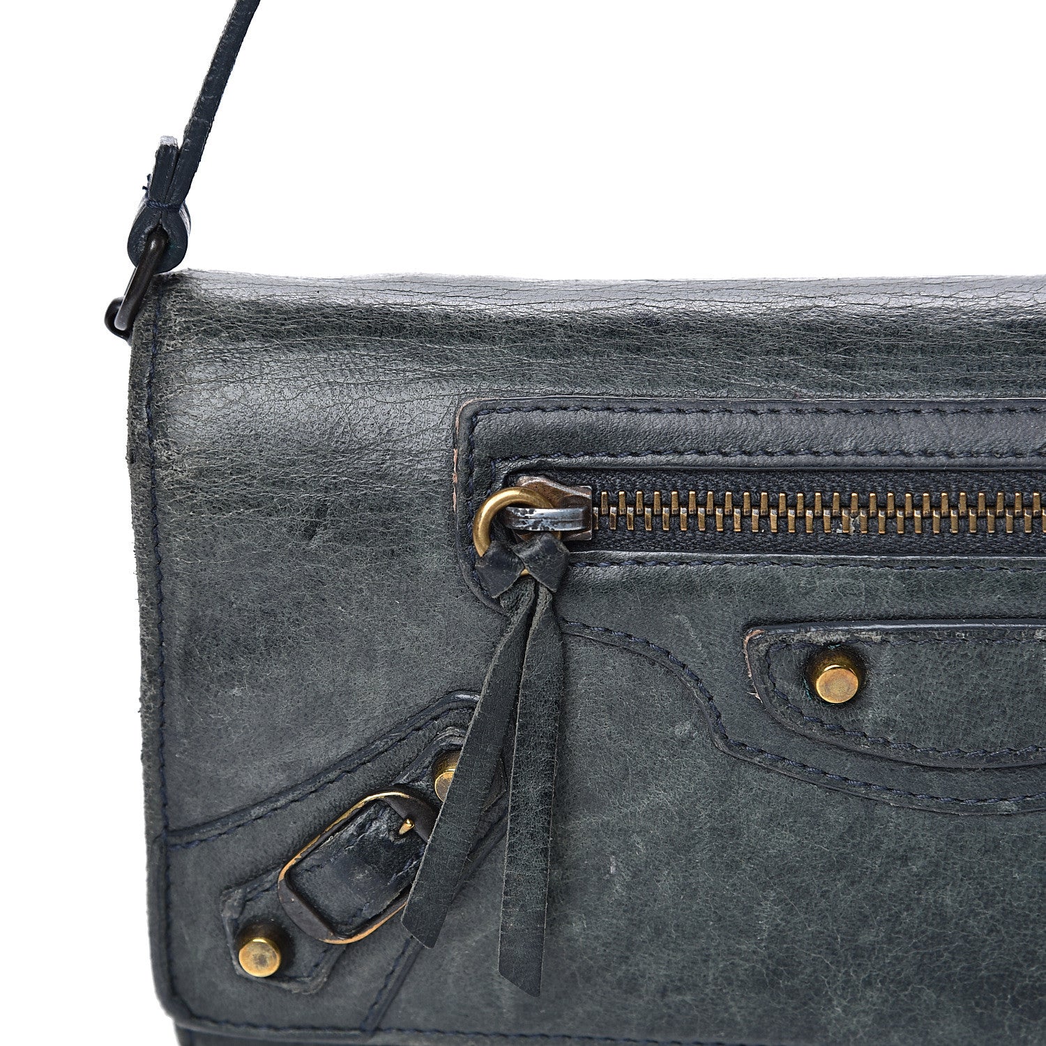 Balenciaga Agneau Classic Hardware Continental Wallet on Strap Anthracite 14 of 15