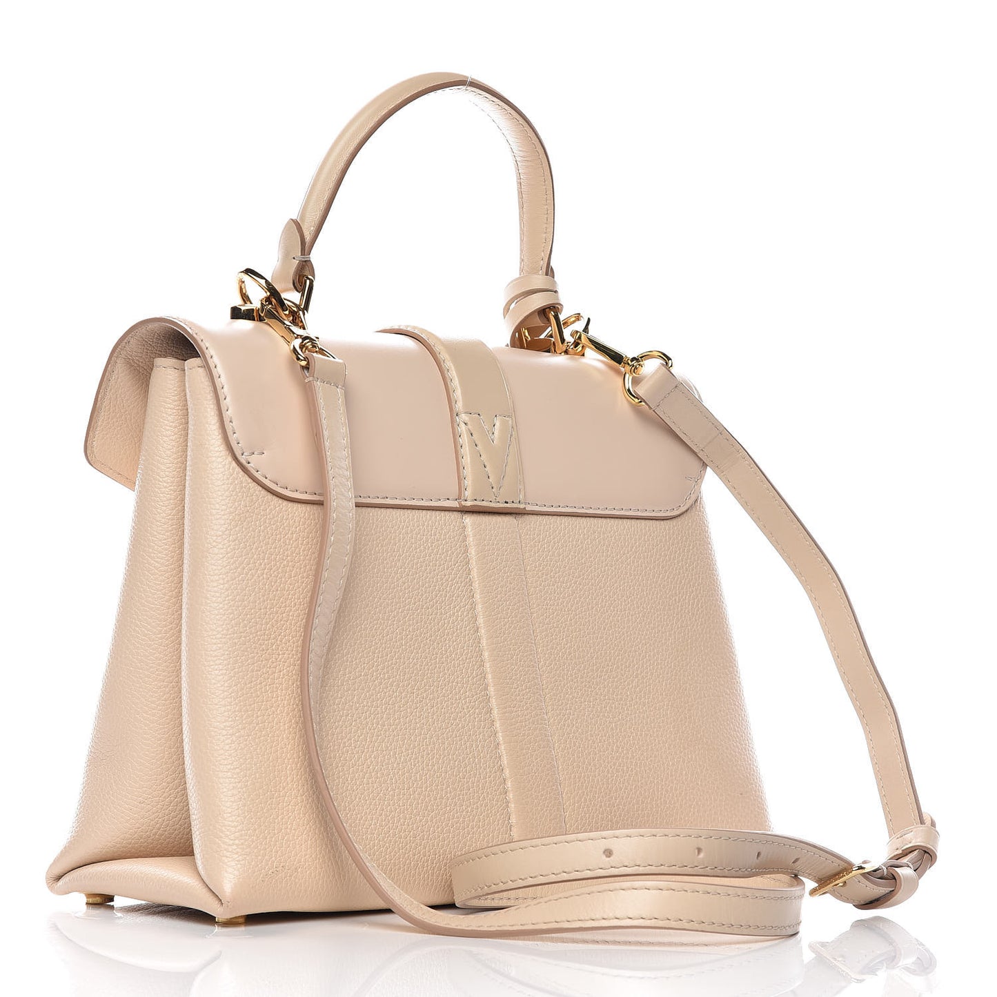 Grained Smooth Calfskin Rose Des Vents PM Creme