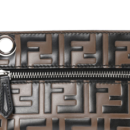 Fendi Calfskin FF 1974 Embossed Pyramid Pouch Maya Black 5 of 11