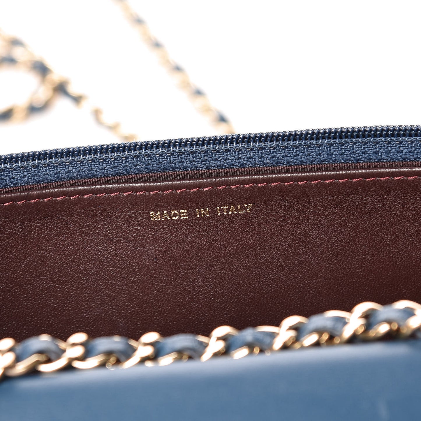 Lambskin Quilted Trendy CC Wallet On Chain WOC Blue