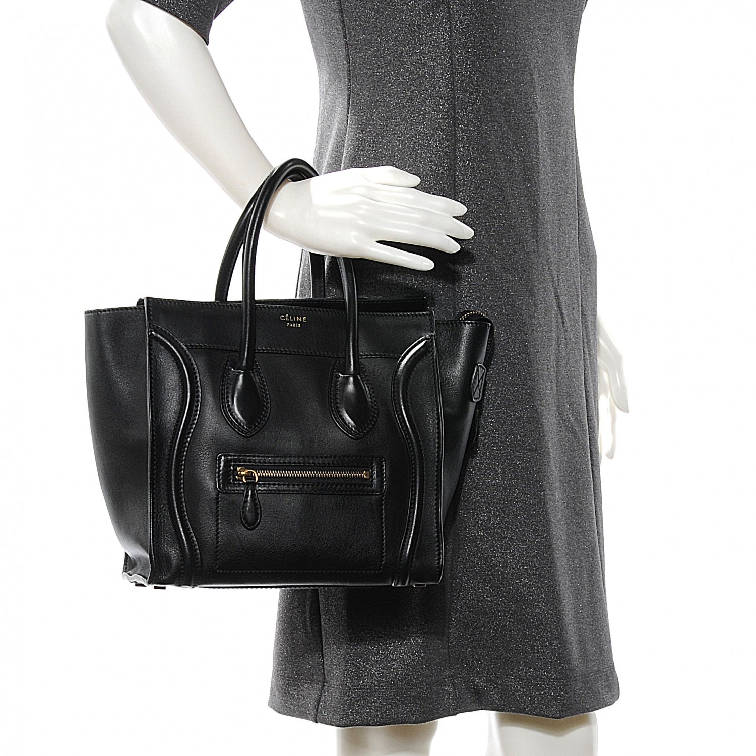Celine Drummed Leather Micro Luggage Bag Black 2 of 8