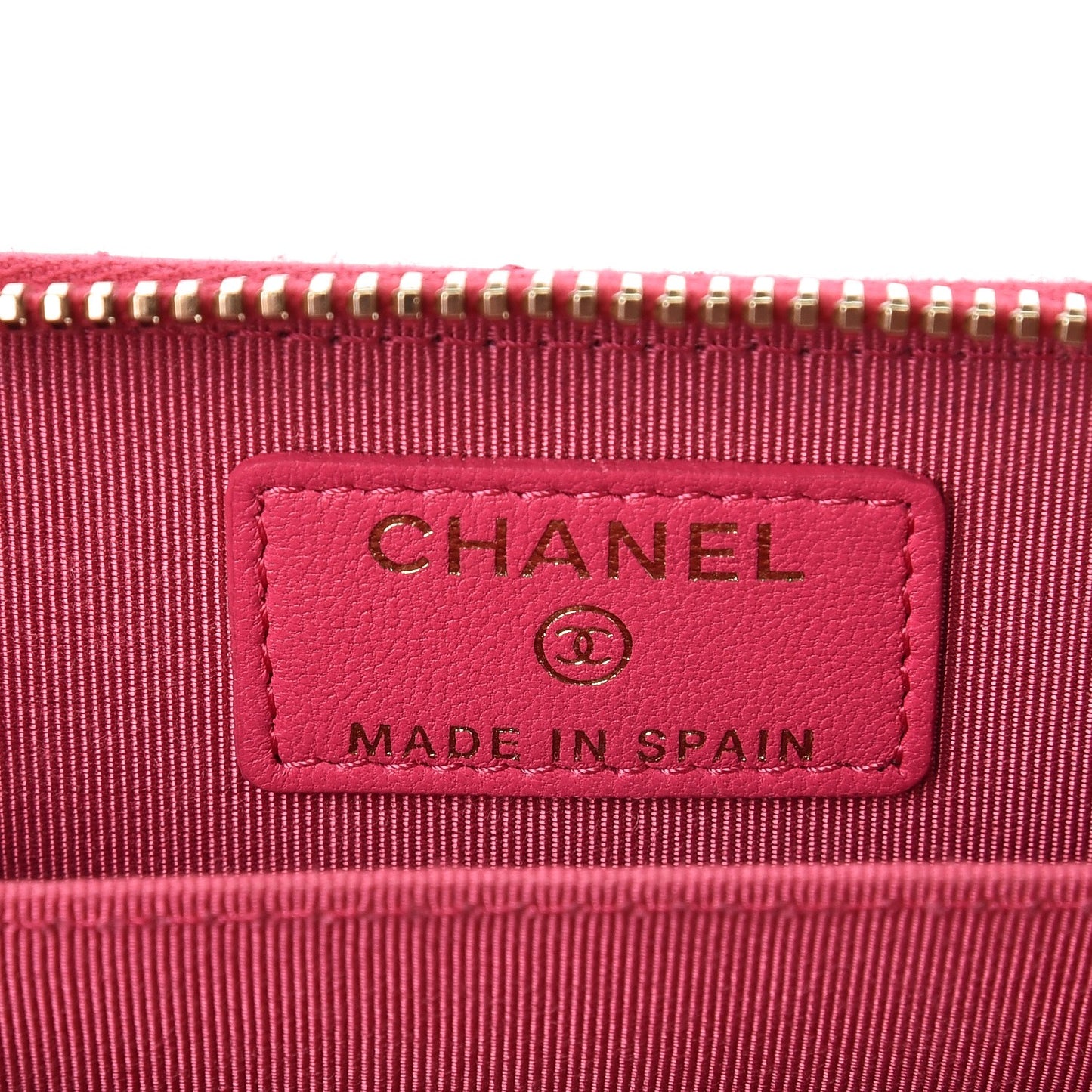 Lambskin Quilted Zip Around Coin Purse Wallet Fuchsia