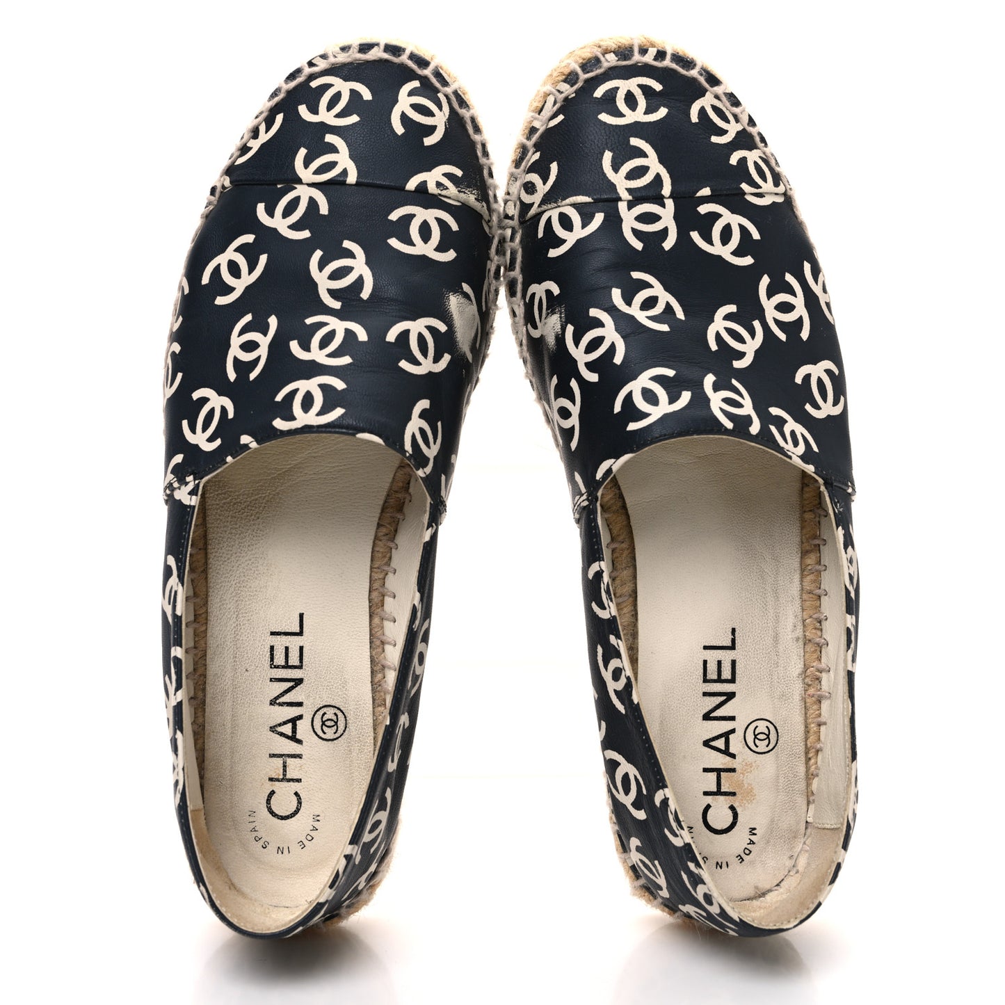 Lambskin Printed CC Espadrilles 36 Black White