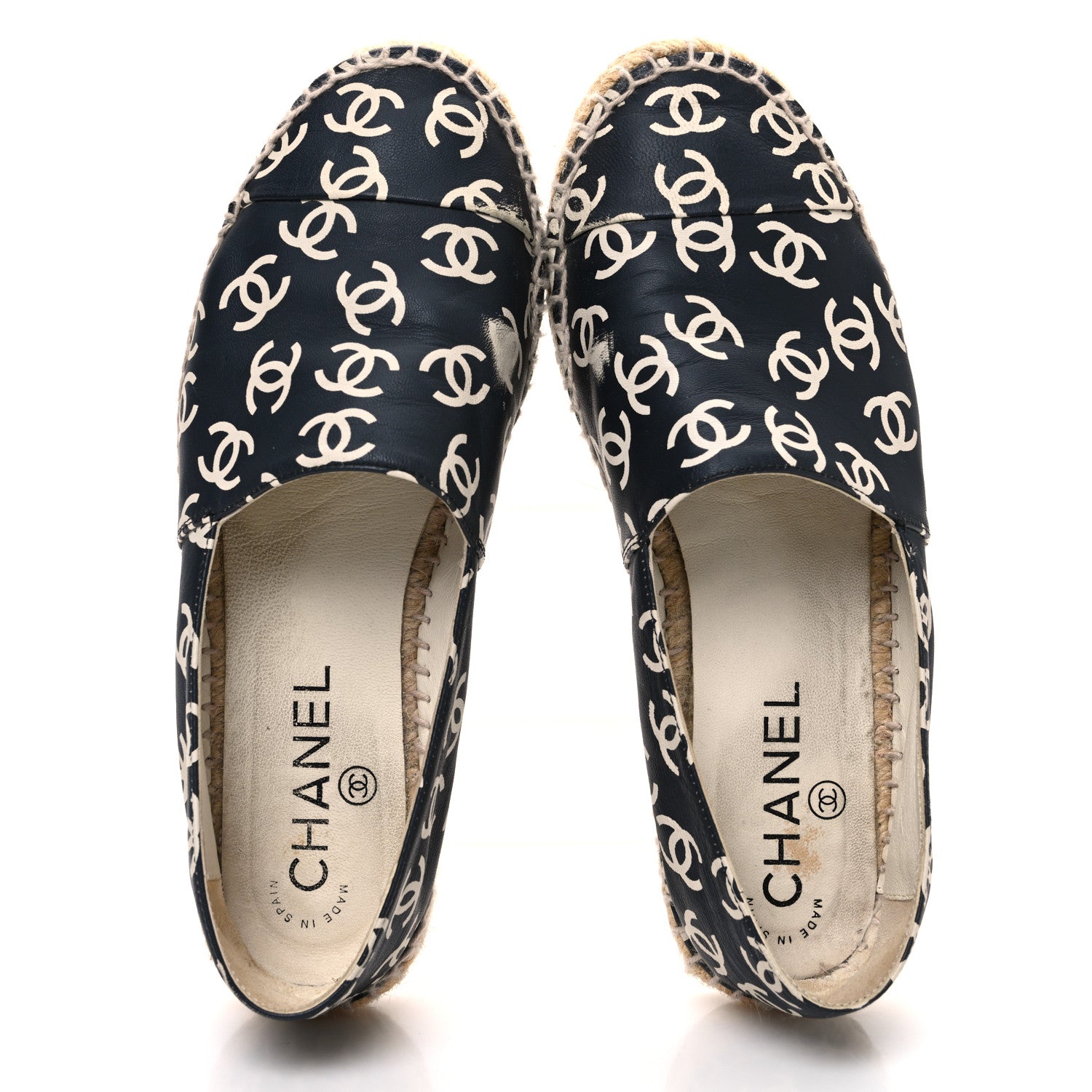 Chanel Lambskin Printed CC Espadrilles 36 Black White 2 of 12