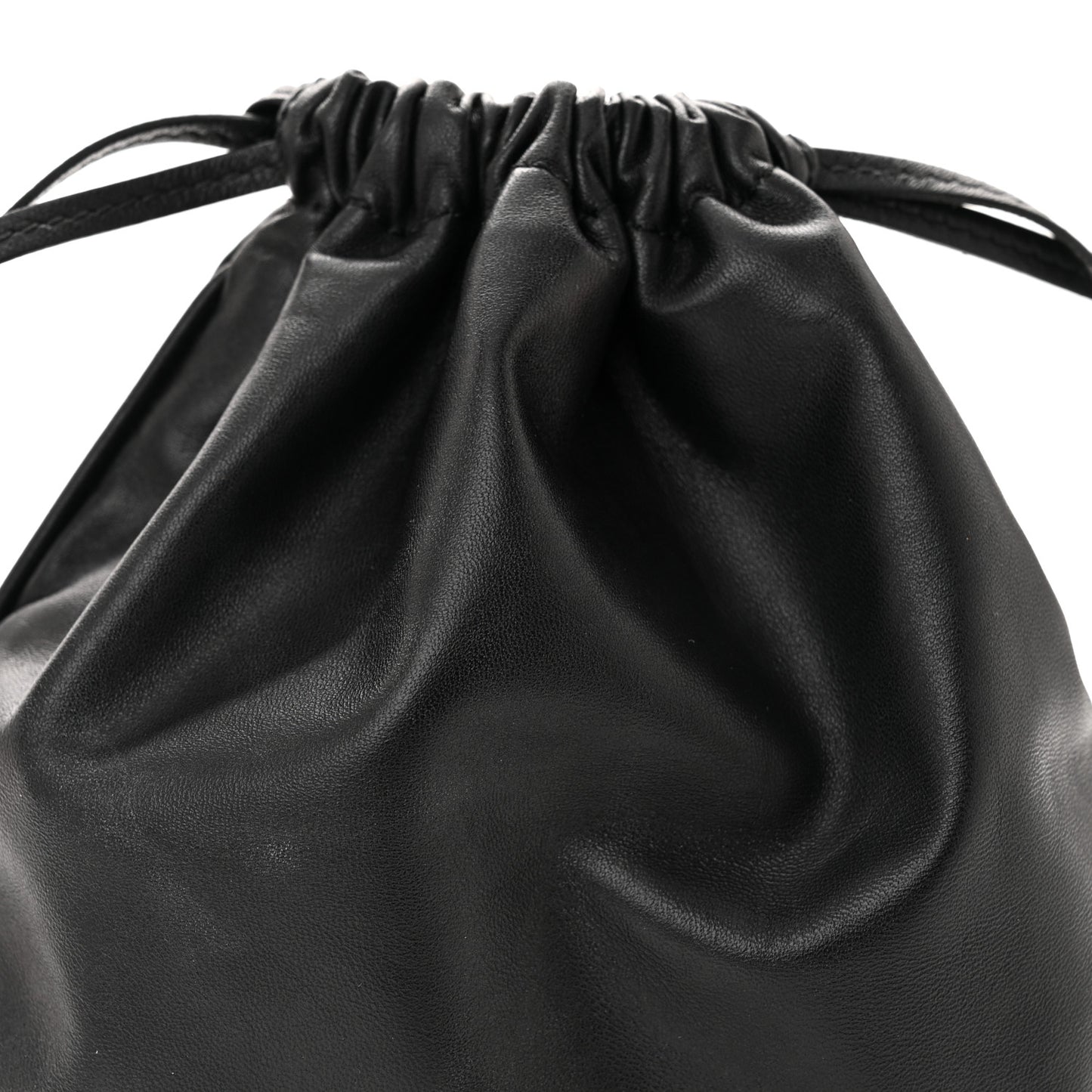 Calfskin Rockstud Drawstring Pouch Black