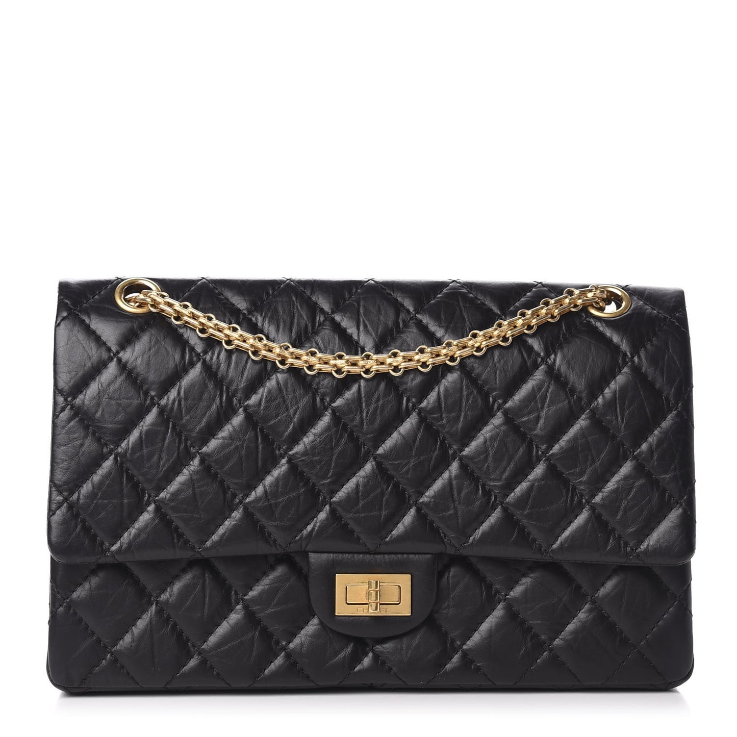 Aged Calfskin Quilted 2.55 Reissue 226 Flap Black