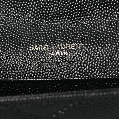 Saint Laurent Grain De Poudre Matelasse Chevron Small Monochrome Monogram Envelope Wallet Black 6 of 7