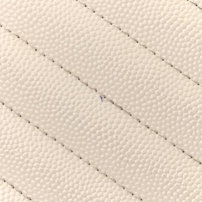 Saint Laurent Grain De Poudre Matelasse Monogram Chain Wallet White Black 16 of 17