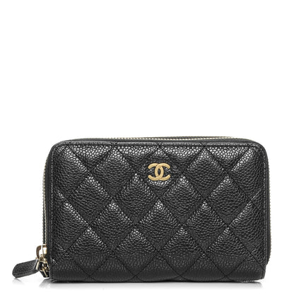 Chanel Caviar Quilted Large Gusset Double Zip Around Wallet Black 1 of 15