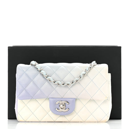 Chanel Perforated Lambskin Quilted Mini Rectangular Flap Light Blue Light Purple White 15 of 15