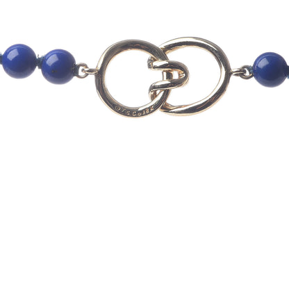 Tiffany 18K Yellow Gold Lapis Lazuli 6mm Bead Necklace 4 of 4