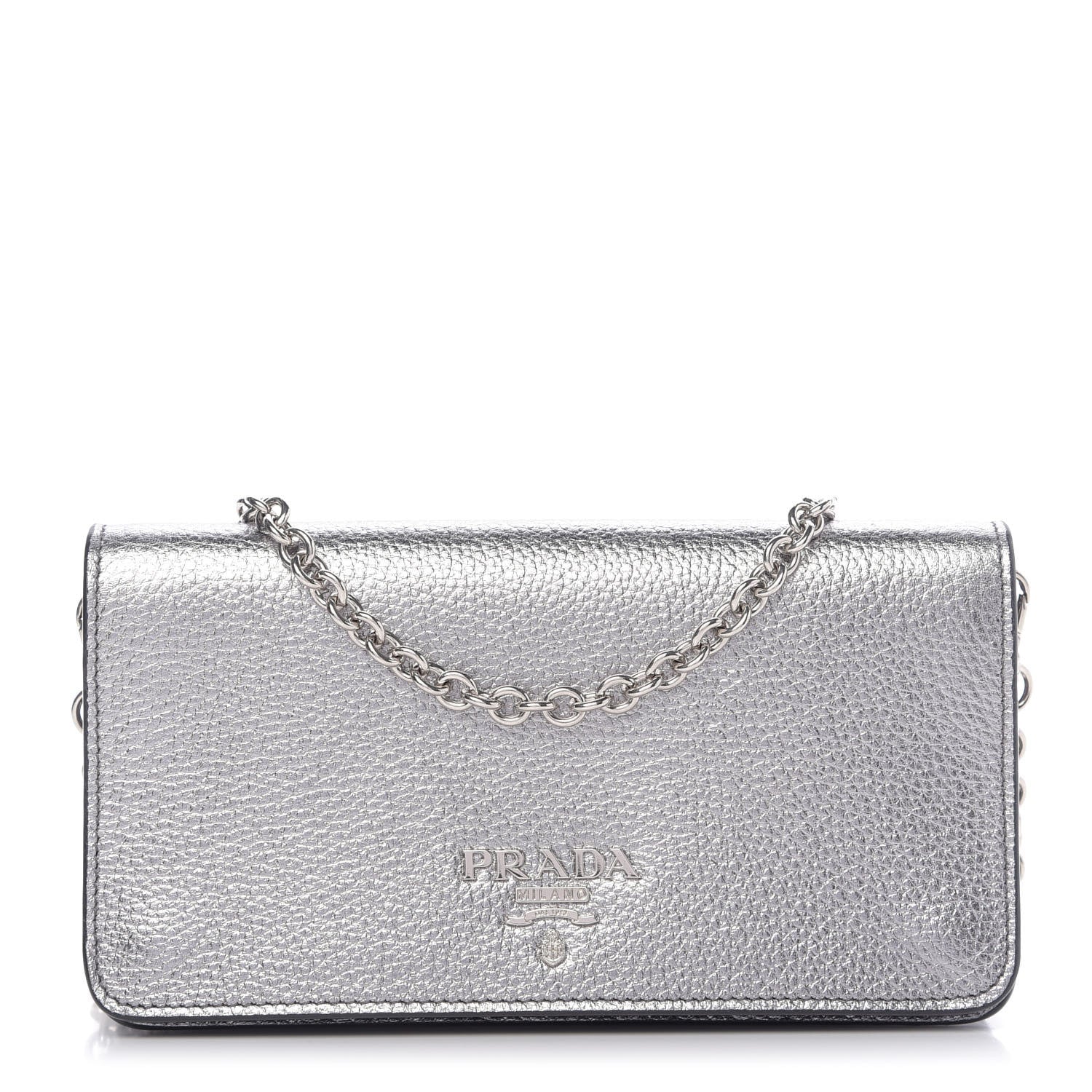Prada Vitello Daino Chain Wallet Cromo 1 of 10