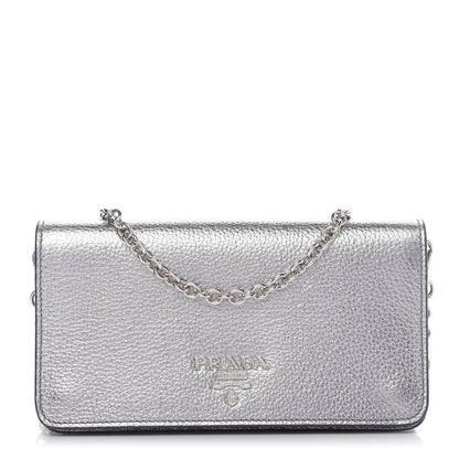 Prada Vitello Daino Chain Wallet Cromo 1 of 10