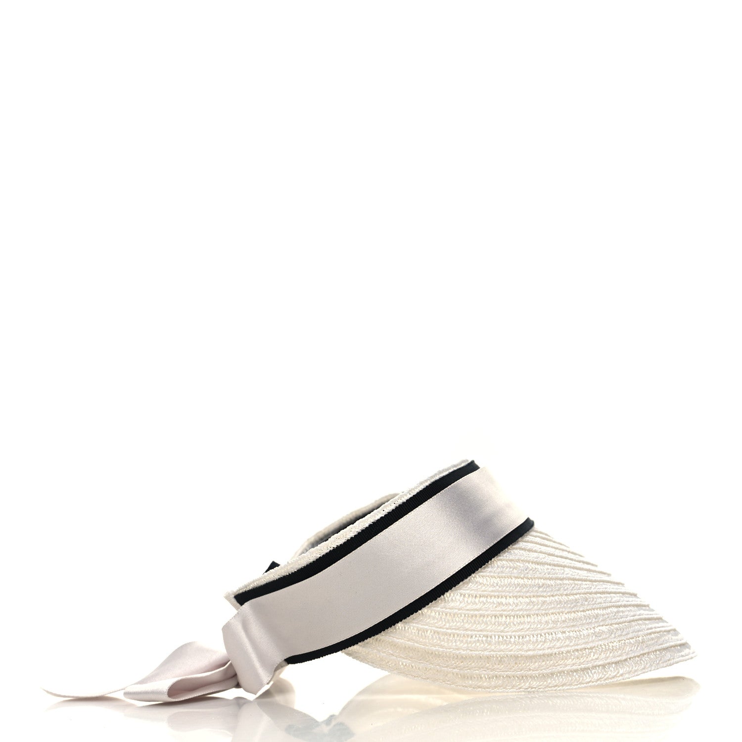 Chanel Abaca Cotton Ribbon Visor S Ecru White 4 of 8