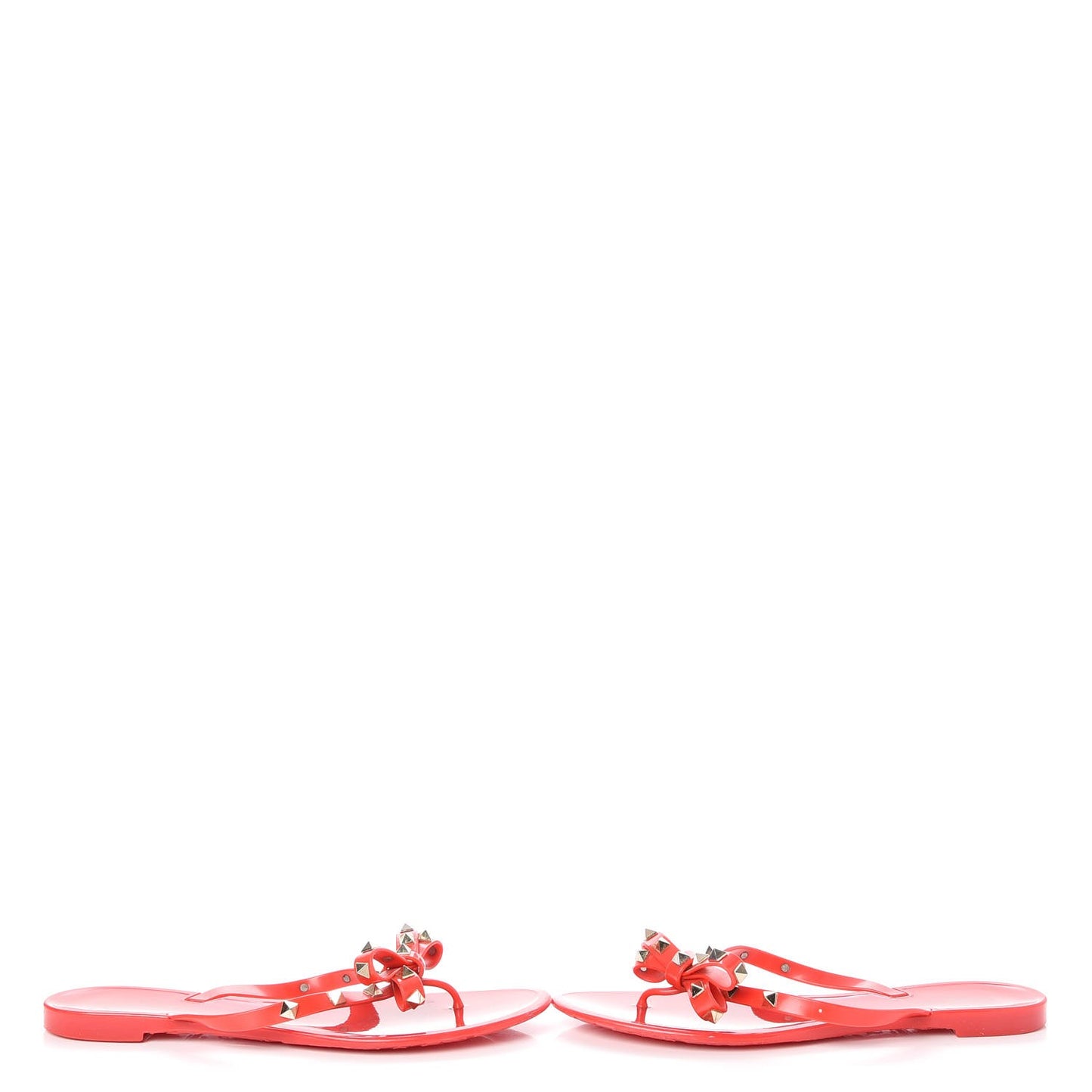 PVC Jelly Rockstud Bow Thong Sandals 41 Rosso Valentino