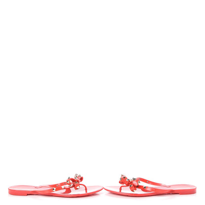 Valentino Garavani PVC Jelly Rockstud Bow Thong Sandals 41 Rosso Valentino 5 of 10