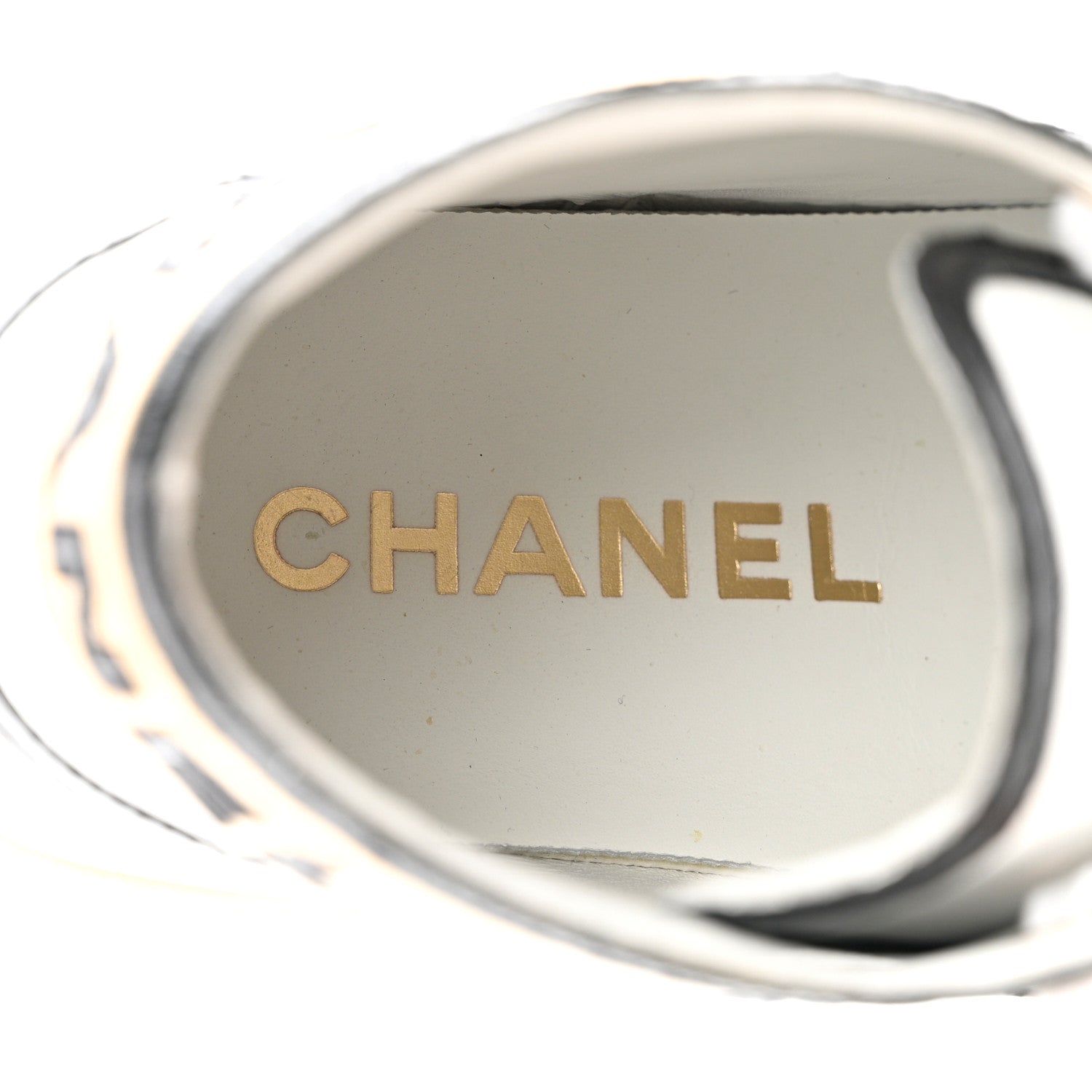 Chanel Aged Calfskin Lace Up Cap Toe Sneakers 39 White Gold 7 of 8