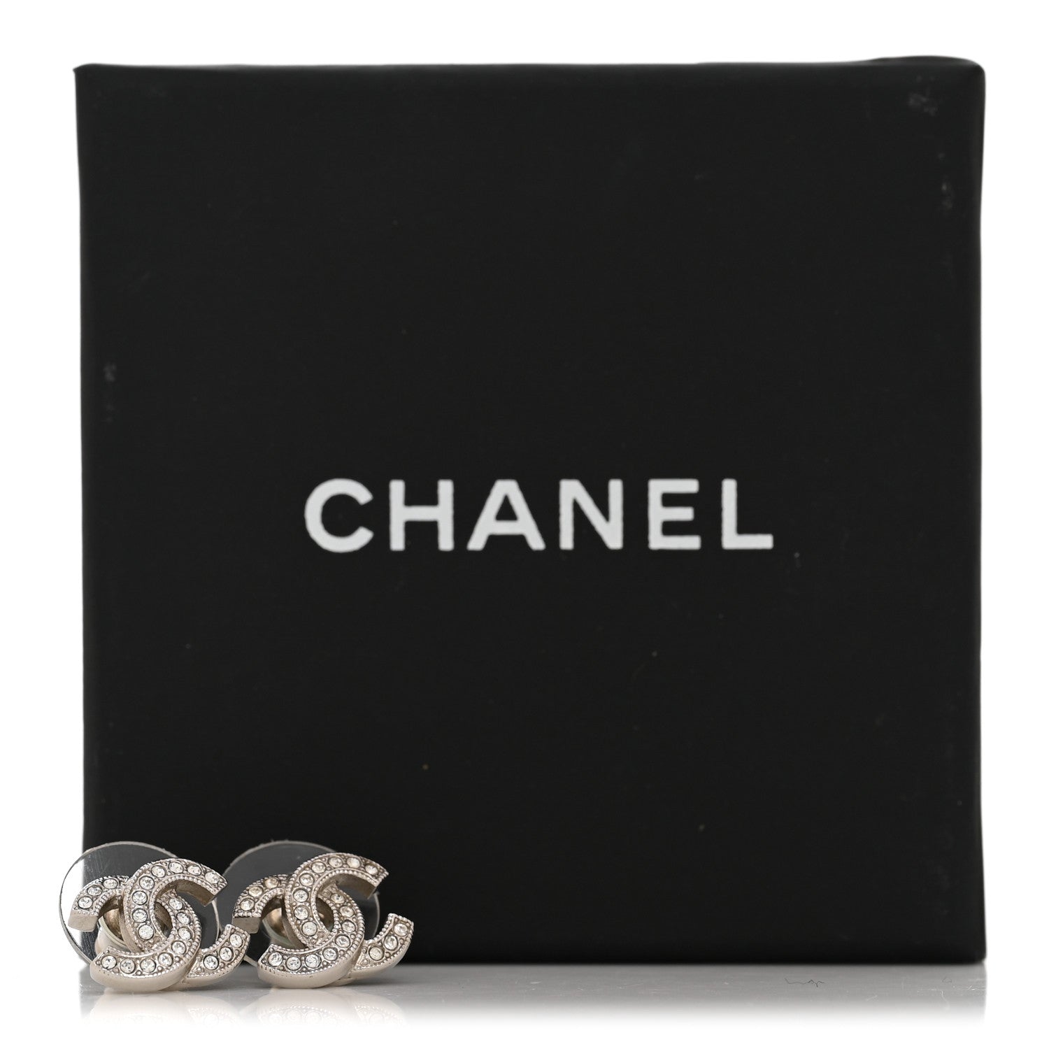 Chanel Crystal Mini Timeless CC Earrings Silver 5 of 5
