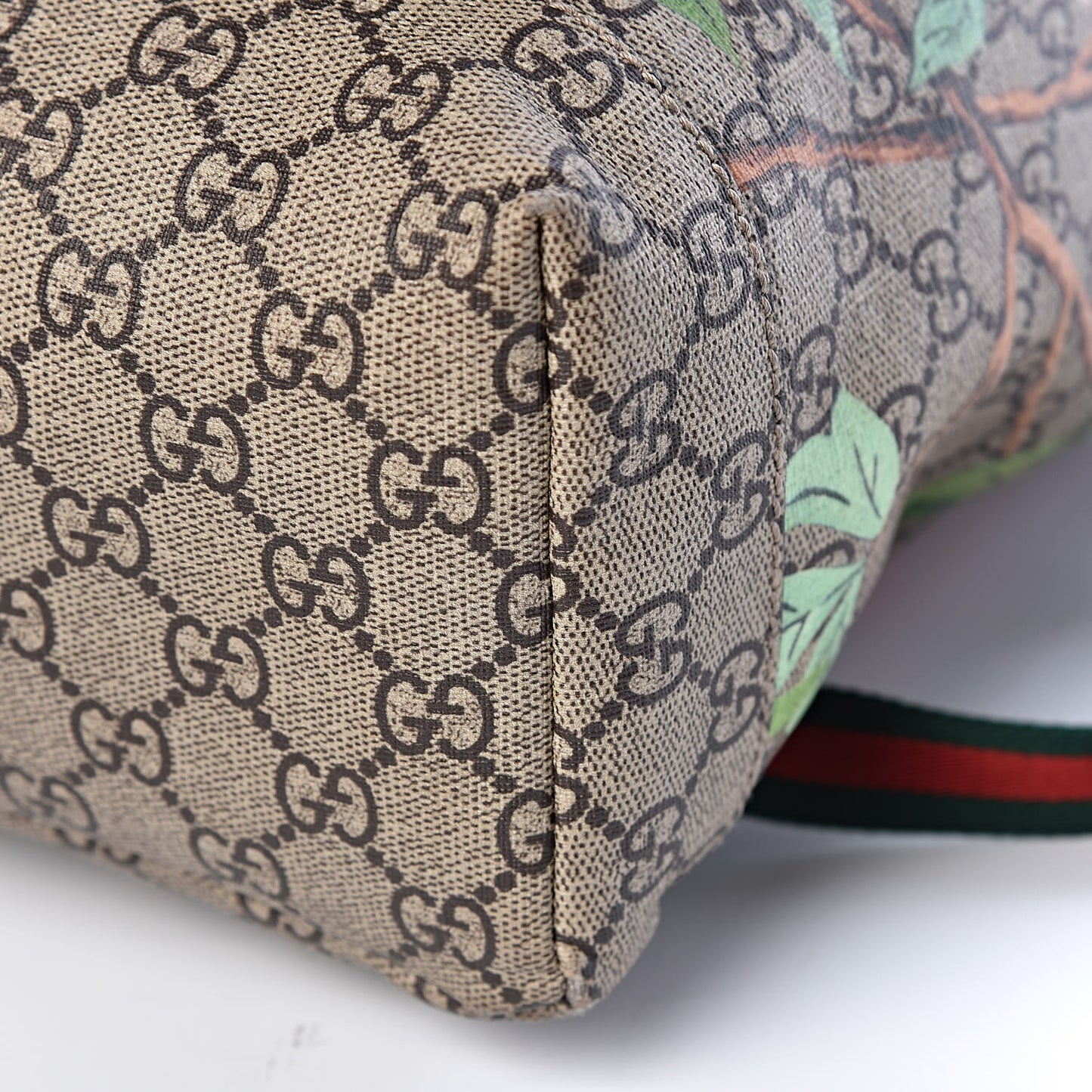 GG Supreme Monogram Tian Web Single Buckle Backpack Beige Multicolor New Acero