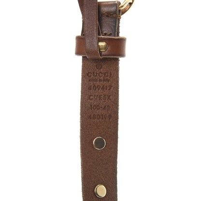 Gucci Faded Calfskin Crystal Studded Double G 20mm Belt 100 40 Cuir 3 of 6