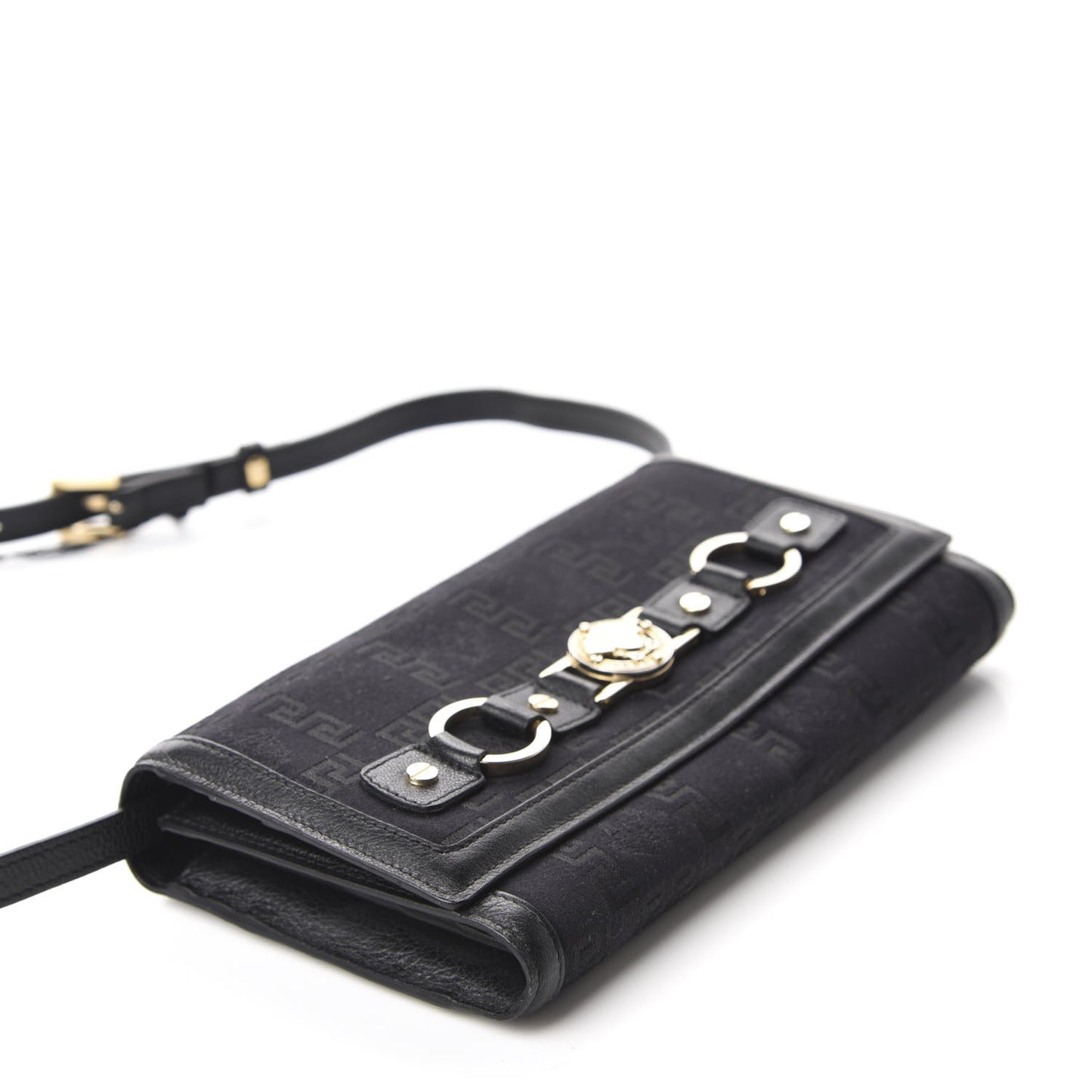Jacquard Medusa Crossbody Wallet Black