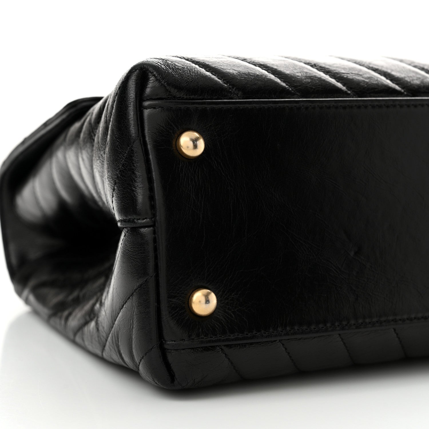 Chanel Calfskin Chevron Quilted Medium Coco Handle Flap Black 9 of 14