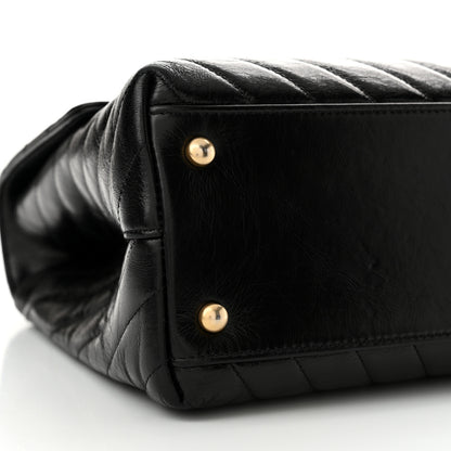 Chanel Calfskin Chevron Quilted Medium Coco Handle Flap Black 9 of 14