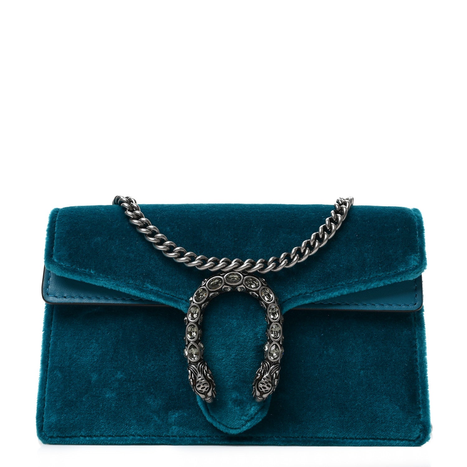 Gucci Velvet Super Mini Dionysus Shoulder Bag Pavone Cyan 2 of 14