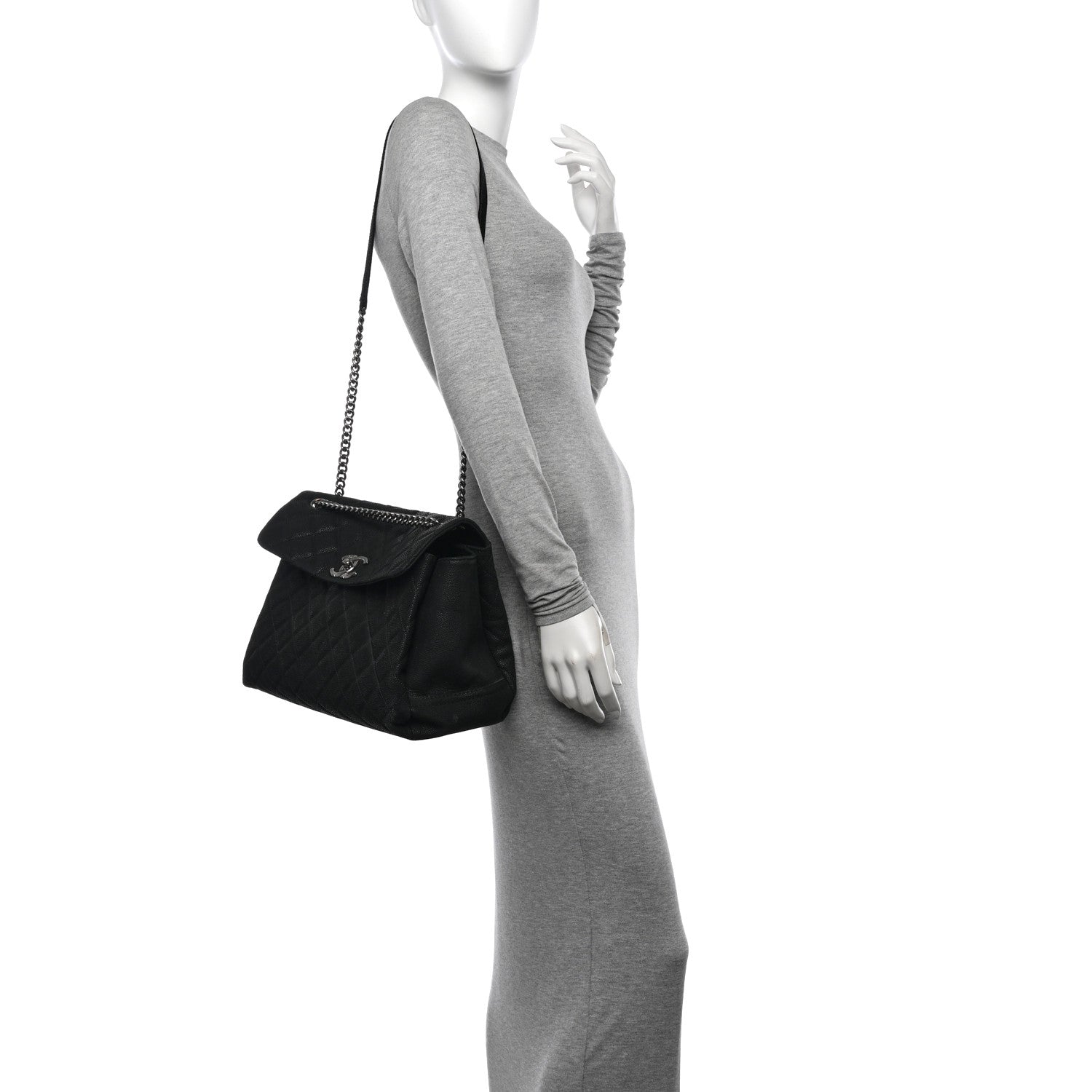 Chanel Iridescent Caviar Medium Lady Pearly Flap Black 2 of 14