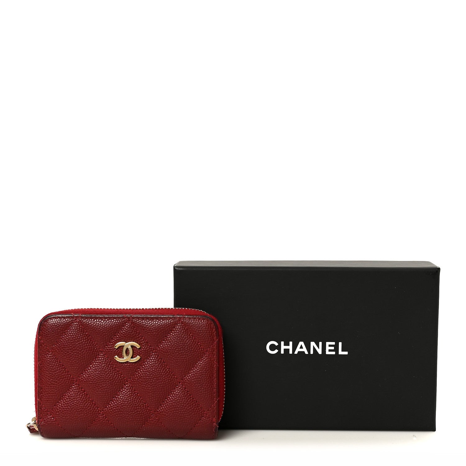 Chanel Caviar Quilted Zip Around Coin Purse Burgundy 9 of 9