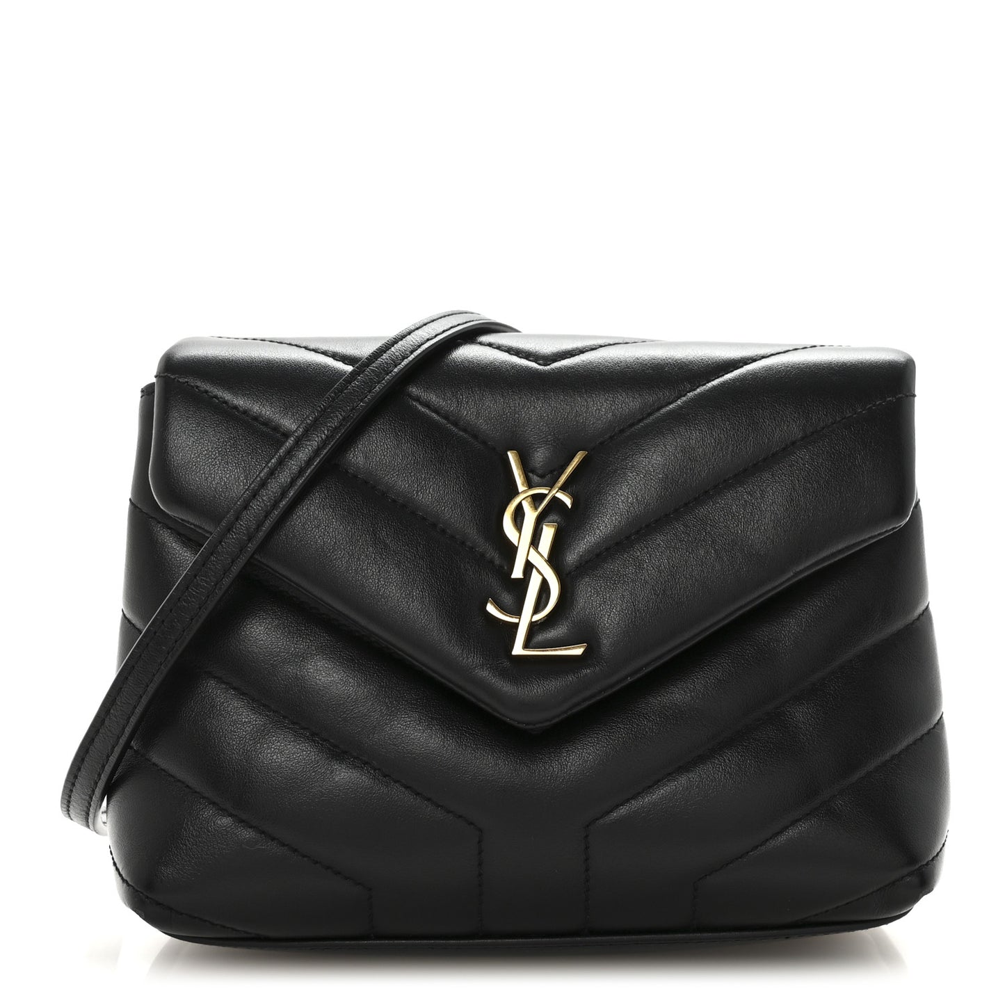 Calfskin Y Quilted Monogram Toy Loulou Crossbody Bag Black