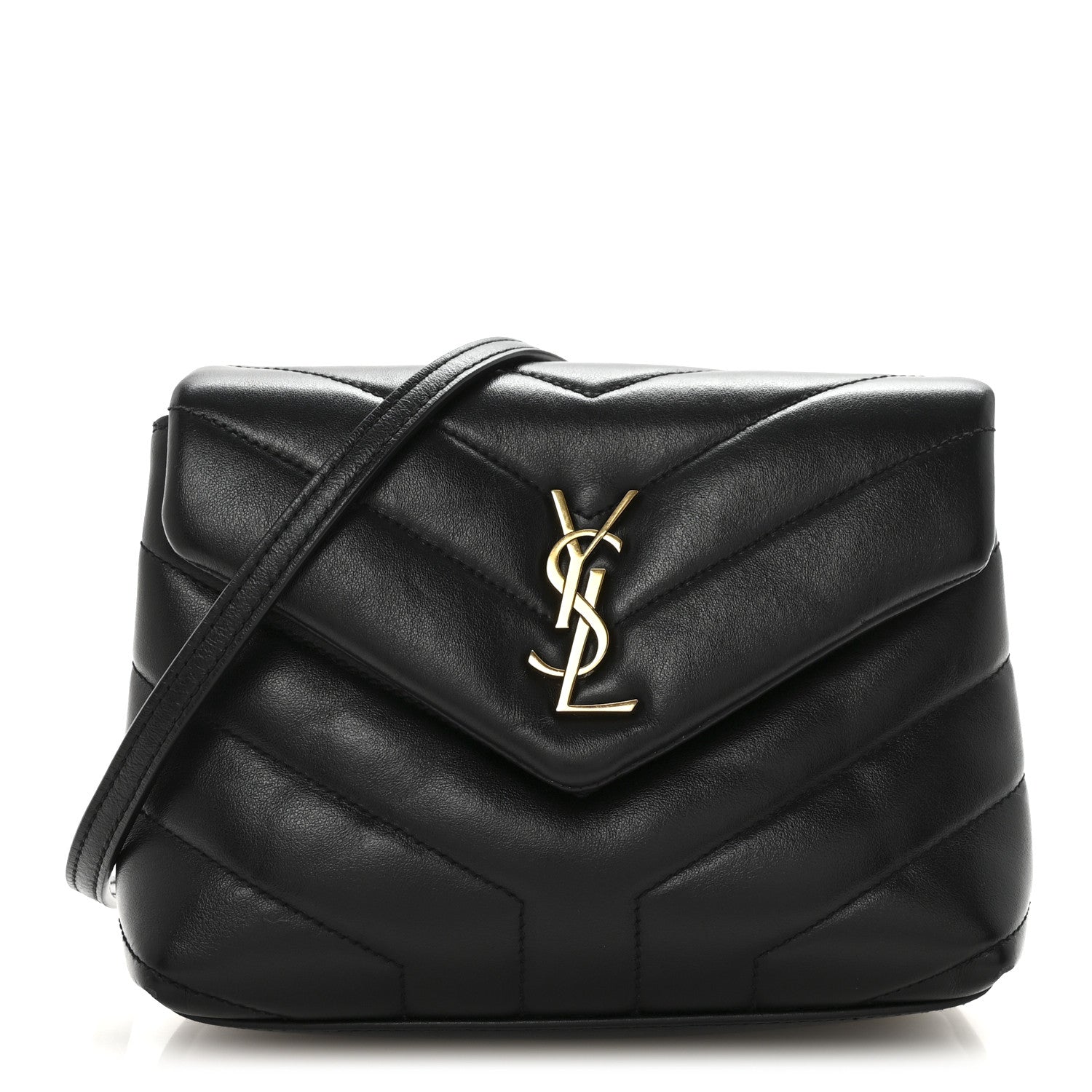 Saint Laurent Calfskin Y Quilted Monogram Toy Loulou Crossbody Bag Black 1 of 9