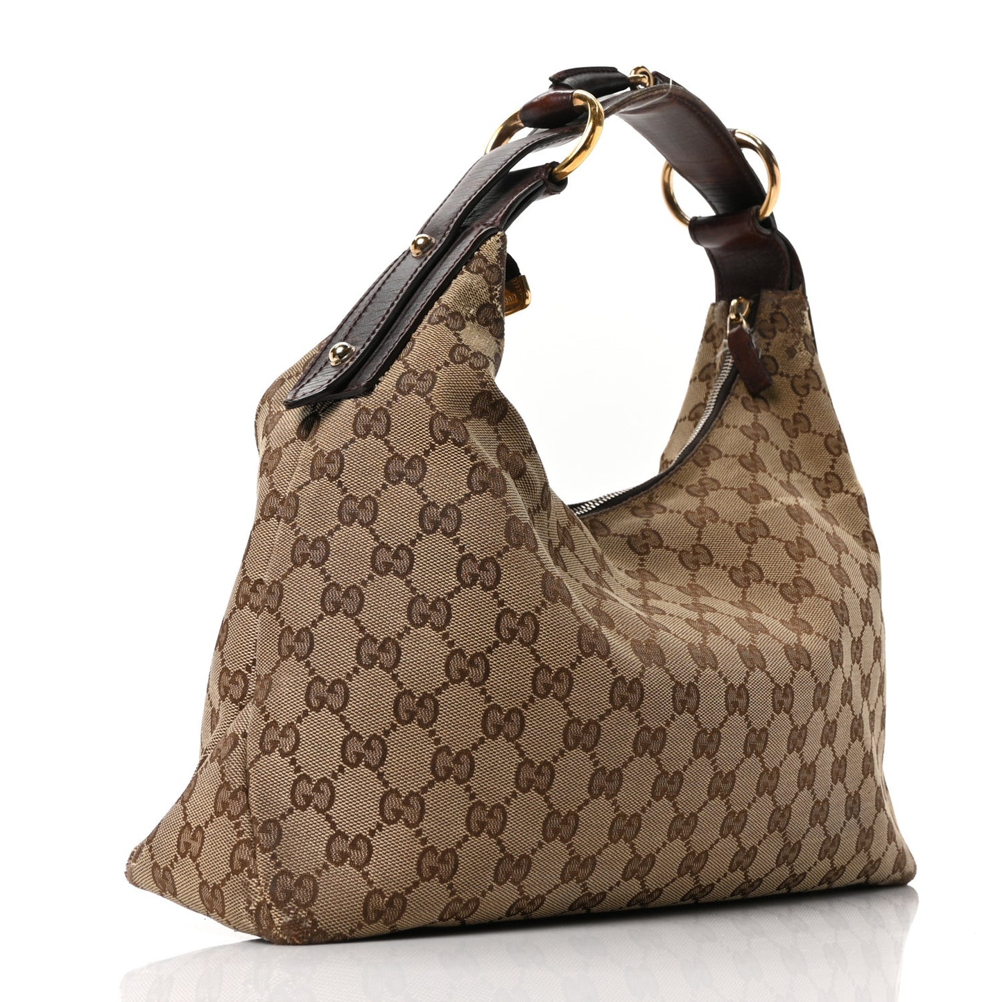 Monogram Medium Horsebit Chain Hobo Dark Brown