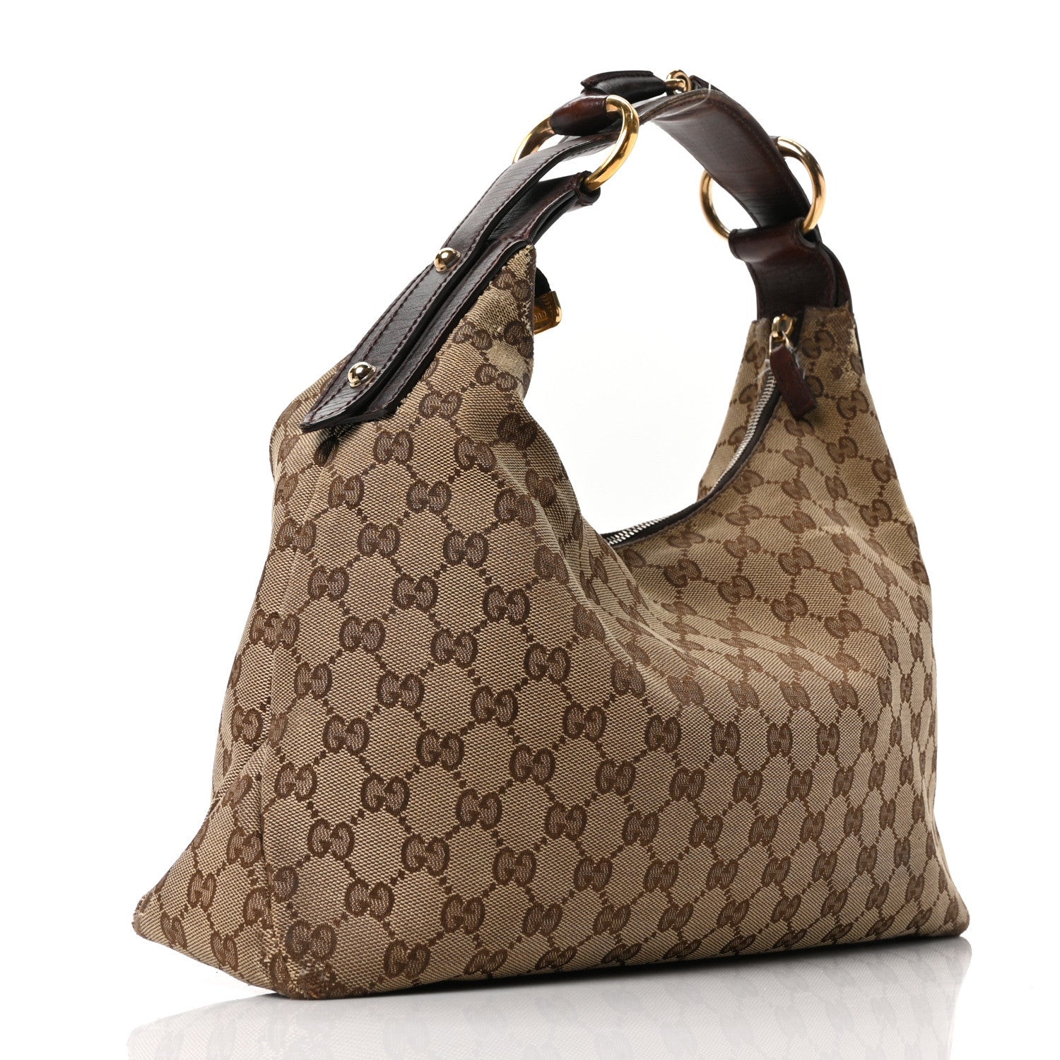 Gucci Monogram Medium Horsebit Chain Hobo Dark Brown 3 of 10