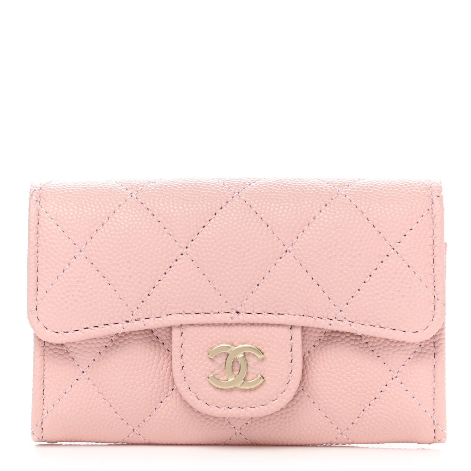Chanel Caviar Quilted Flap Card Holder Wallet Light Pink 1 of 9