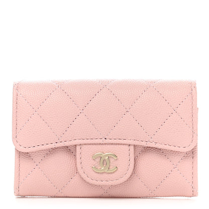 Chanel Caviar Quilted Flap Card Holder Wallet Light Pink 1 of 9