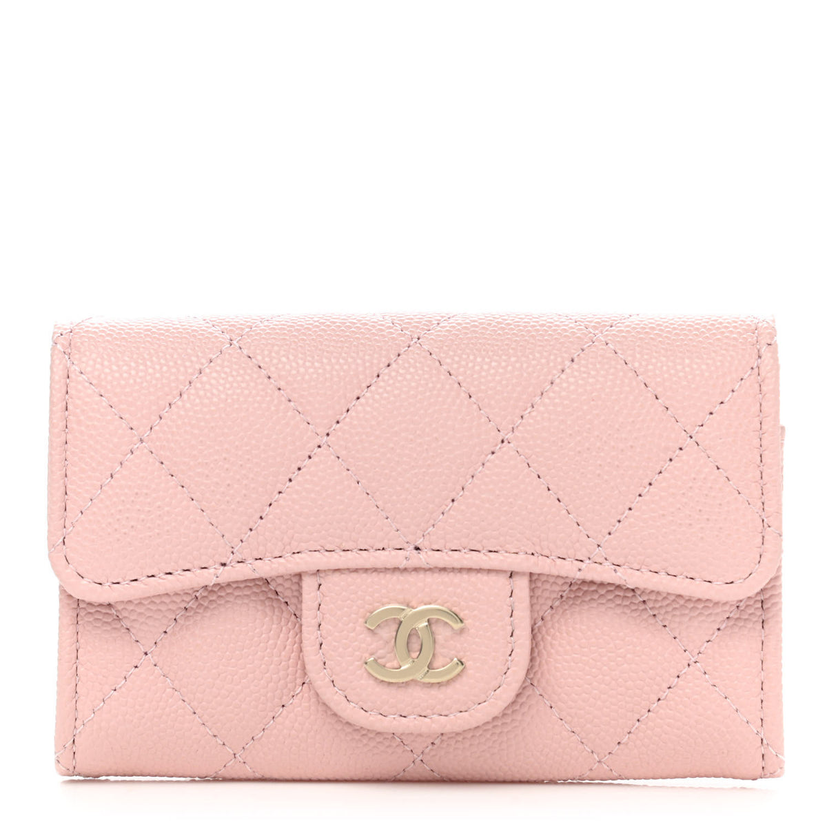 Chanel Caviar Quilted Flap Card Holder Wallet Light Pink 1 of 9