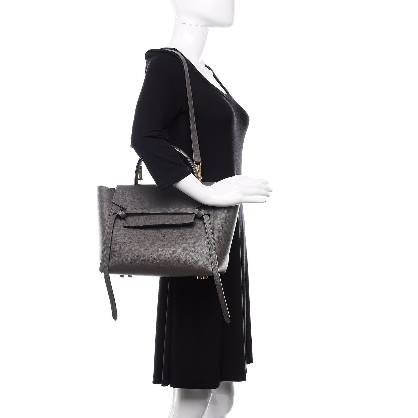 Grained Calfskin Mini Belt Bag Grey